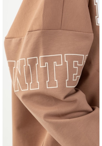 Maraton Sportswear Oversize Kadın Bisiklet Yaka Uzun Kol Basic Mantar Sweatshirt 22168-mantar