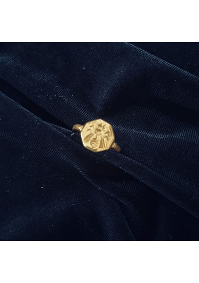 Arı Temalı Ayarlanabilir Bronz Kadın Yüzük Gold Altın