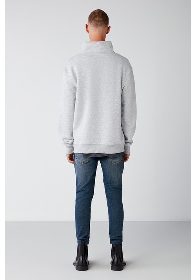 Grımelange Frame Erkek Yarım Fermuarlı Dik Yakalı Yumuşacık Kumaşlı Polarlı Regular Grimelanj Sweatshirt Grımelange Frame Erkek Yarım Fermuarlı Dik Yakalı Yumuşacık Kumaşlı Polarlı Regular Grimelanj Sweatshirt