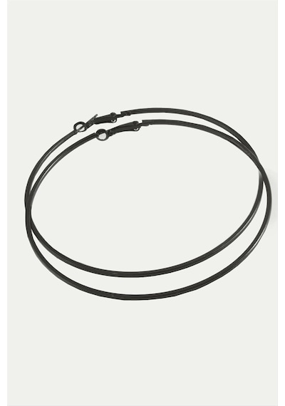Ezme Çizgili Metal Halka Küpe 8-9-10 Cm Siyah