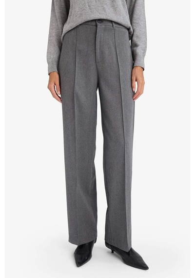 Defacto Straight Fit Yüksek Bel Düz Paça Twill Pantolon G8068ax26spar12 Antrasit-ar12