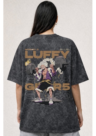 One Piece Monkey D. Luffy Gear 5 Fitness Gym Anime Baskılı Unisex Siyah