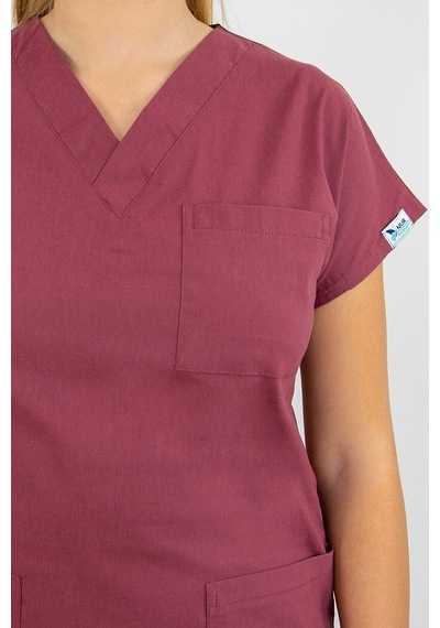 Unisex Gül Kurusu Renk Likralı Doktor Hemşire Cerrahi Scrubs Tek Üst Forma Gül Kurusu Gül Kurusu