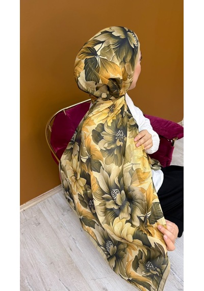Mimiyum Garden Desen Organik Soft Şal- Sarı Toprak Çok Renkli
