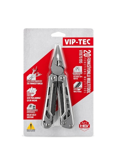 Vıp-tec Vt875195 Çok Amaçlı Pense Çakı 20 Fonksiyonlu 165 Mm