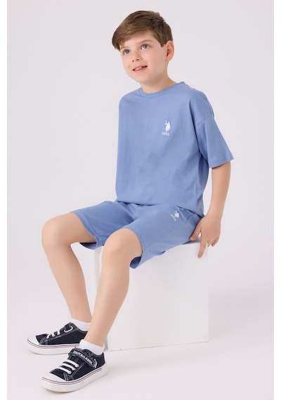 U.S. Polo Assn. Erkek Çocuk Kirli Mavi Bermuda Takımı 5274-43675 İndigo