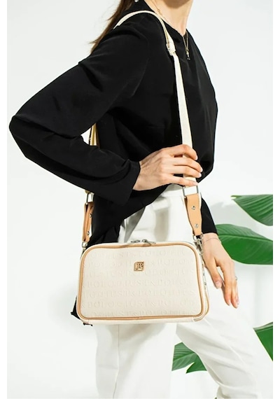 Just Polo Kadın Ayarlanabilir Askılı Su Geçirmez Lüks Omuz Çantası Shoulder Bag Ebat: 16 X 26 Cm Krem