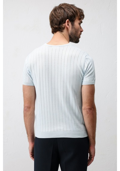 Antioch Dokulu Erkek Triko T-shirt Bebe Mavisi