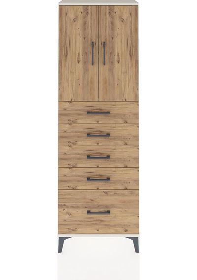 Arges Dolap 2 Raflı 5 Çekmeceli 2 Kapaklı 60x30x182 Aytaşı-çam Aytaşı