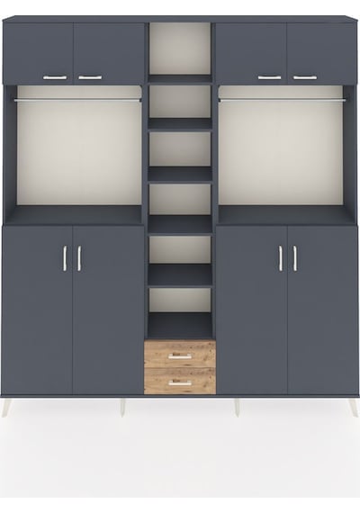 Arges Dolap 14 Raflı 2 Çekmeceli 2 Askılı 220x30x243 Antrasit-antrasit/çam Antrasıt/atlas Çam Arges Dolap 14 Raflı 2 Çekmeceli 2 Askılı 220x30x243 Antrasit-antrasit/çam Antrasıt/atlas Çam