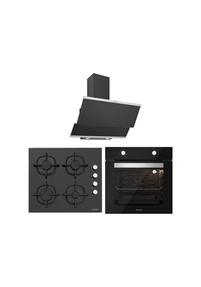 Silverline BO6501B01 - CS5343B01 - 3420 Classy 60 Siyah Cam Ankastre Set