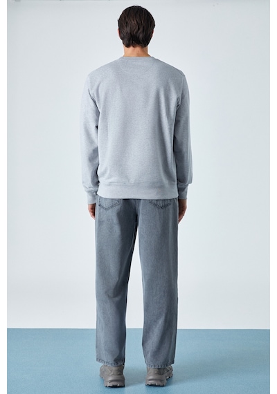 Grımelange Bonell Erkek %100 Pamuk Relaxed Bisiklet Yaka Uzun Kollu Grimelanj Sweatshirt Grimelanj