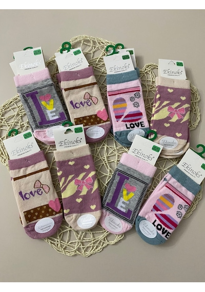 Ekinoks Socks Ekinoks Kusko Asorti Dikişsiz Kız Çocuk Patik Çorap 12li Set 3216 Renkli