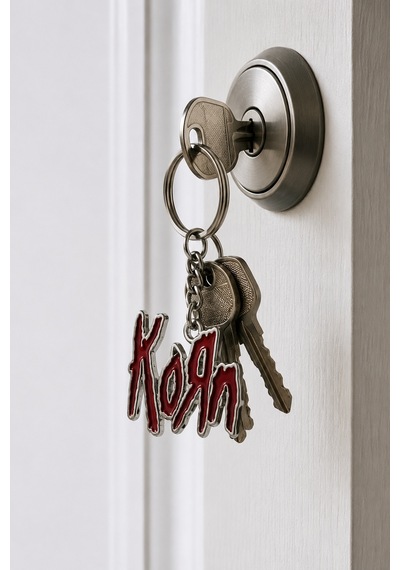 Korn Logo Metal Anahtarlık Kırmızı Emaye Detaylı Rock Müzik Temalı Anahtarlık