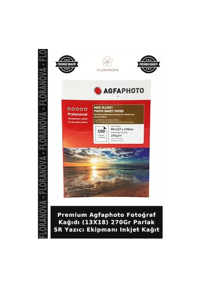 Premium Agfaphoto Fotoğraf Kağıdı 13x18 270gr Parlak 5r Yazıcı Ekipmanı Inkjet Kağıt