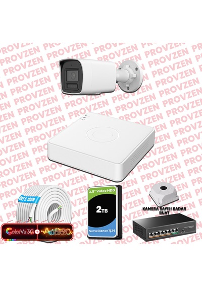 Provzen Hikvision 1 Kameralı 6mp Ip Colorvu 3.0 Güvenlik Sistemi Aı İnsan Araç Algılama Çift Yönlü Ses Ve Işıklı Alarm