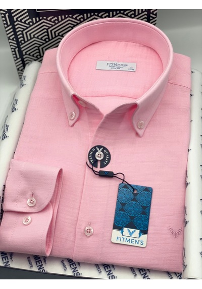 Slim Fit Uzun Kol Müslin Pamuk Rahat Nefes Alabilen Kumaştan Yaka Düğmeli Hediye Kutulu Erkek Gömlek Fs-004202 - Pembe-3368 Slim Fit Uzun Kol Müslin Pamuk Rahat Nefes Alabilen Kumaştan Yaka Düğmeli Hediye Kutulu Erkek Gömlek Fs-004202 - Pembe-3368