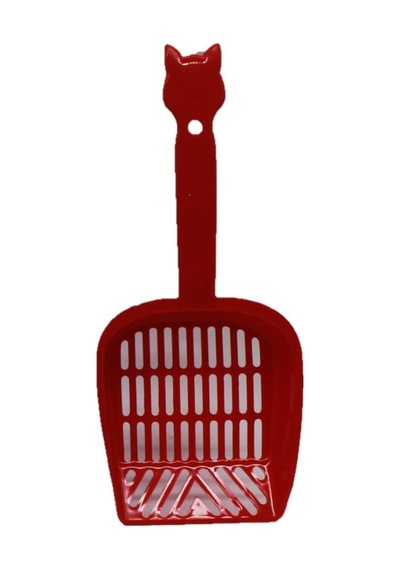 Pettrend Kırmızı Küçük Boy Kedi Tuvalet Kumu Temizleme Eleme Küreği 23 CM
