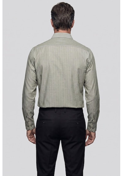 Bisse Haki Regular Fit Uzun İtalyan Yaka Gömlek Gmczg261084 47 Yeşil