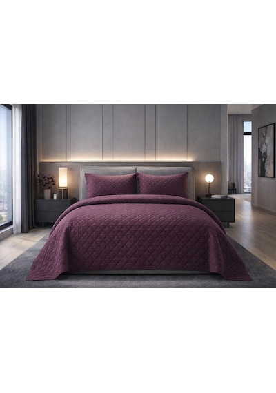 Ceyline Stonewashed Yatak Örtüsü Çk Cambridge Akdeniz Rasp Berry Mor