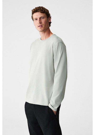 Grımelange Gravs Erkek %100 Pamuklu Yumuşak Kumaşlı Yuvarlak Yakalı Uzun Kollu Gri T-shirt Gri