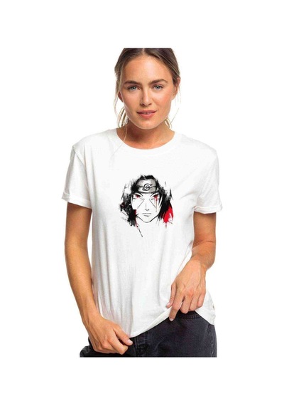 Naruto Itachı Uchıha Baskılı Beyaz Kadın Tshirt