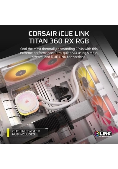 Corsaır 360mm Tıtan 360rx Lcd Cw-9061021-ww Am5-1851p Rgb Sıvı Soğutmalı İşlemci Fanı Beyaz