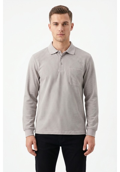 Dynamo Erkek Mevsimlik Polo Yaka Cepli Sweatshirt Bgl-st05366 Taş