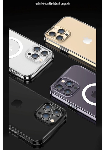 Newface Apple Uyumlu iPhone 15 Pro Max Kılıf Tron Şeffaf Magsafe Kapak - Şeffaf Şeffaf