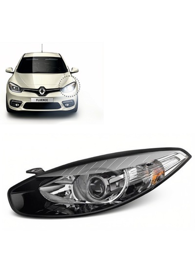 Renault Fluence 2013-2016 Siyah Çerçeveli Mercekli Sol Ön Far 1 Adet