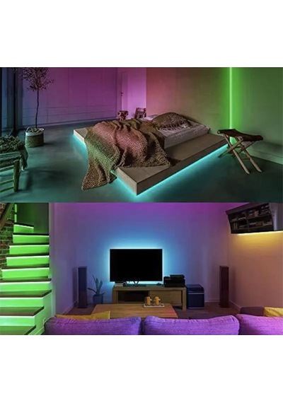 16 Renkli Rgb Şerit Seti, Kumandalı, Silikonlu, Adaptörlü, Işıklandırma Fırsatı RGB