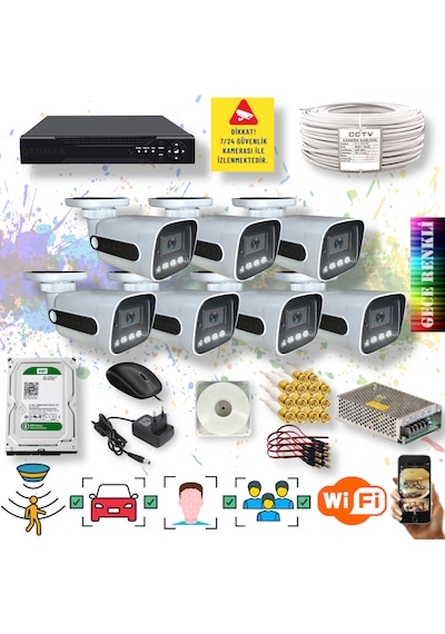 7 Kameralı Yapay Zekalı Gece Renkli Fullhd Kamera Seti 784w-108 7 Kameralı Yapay Zekalı Gece Renkli Fullhd Kamera Seti 784w-108