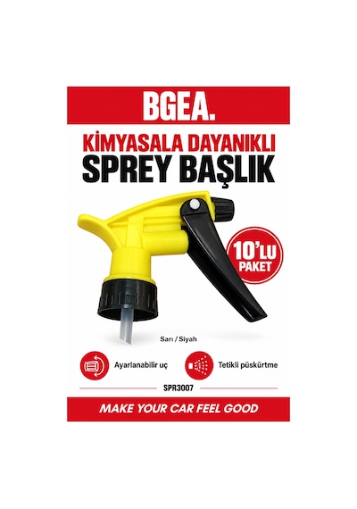 Bgea Kimyasala Dayanıklı Triger Sprey Başlık - Sarı, Fısfıs Sprey Başlığı 10 Adet