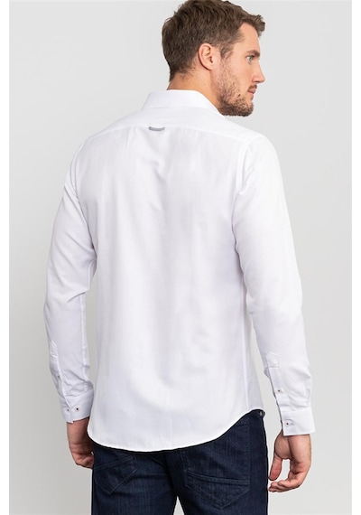 Tudors Slim Fit Dar Kesim Düz Spor Erkek Gömlek-20059 Beyaz