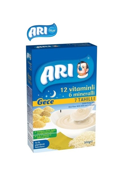 Arı Mama Pirinç Unu 200Gr Gece 7 Tahıllı Sütlü (4 Lü Set)