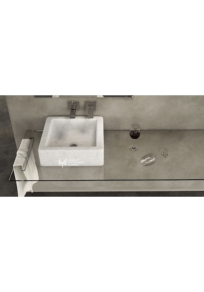 Beyaz Mermer Küp Lavabo