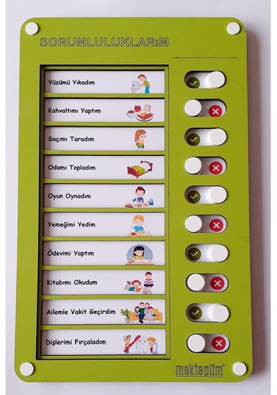 Eğitici Günlük Rutin Checklist Görev Ve Sorumluluk Tablosu Yeşil Genel