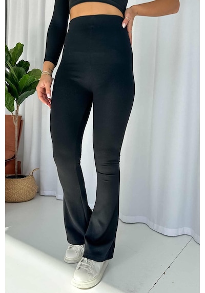 Mine Tan Butik İspanyol Paça Çelik Örme Tayt - Siyah Siyah