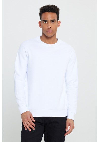 AC&Co / Altınyıldız Classics Erkek Beyaz Standart Fit Normal Kesim İçi Polarlı Bisiklet Yaka Sweatshirt Beyaz AC&Co / Altınyıldız Classics Erkek Beyaz Standart Fit Normal Kesim İçi Polarlı Bisiklet Yaka Sweatshirt Beyaz