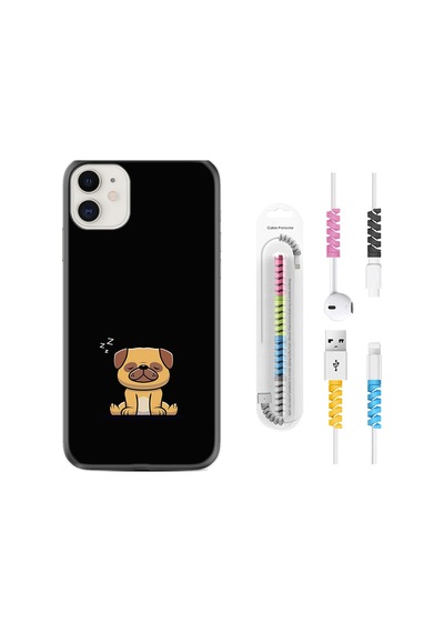 Apple Uyumlu iPhone 13 Mini Kılıf Kablo Koruyuculu Uyuyan Köpek 1875