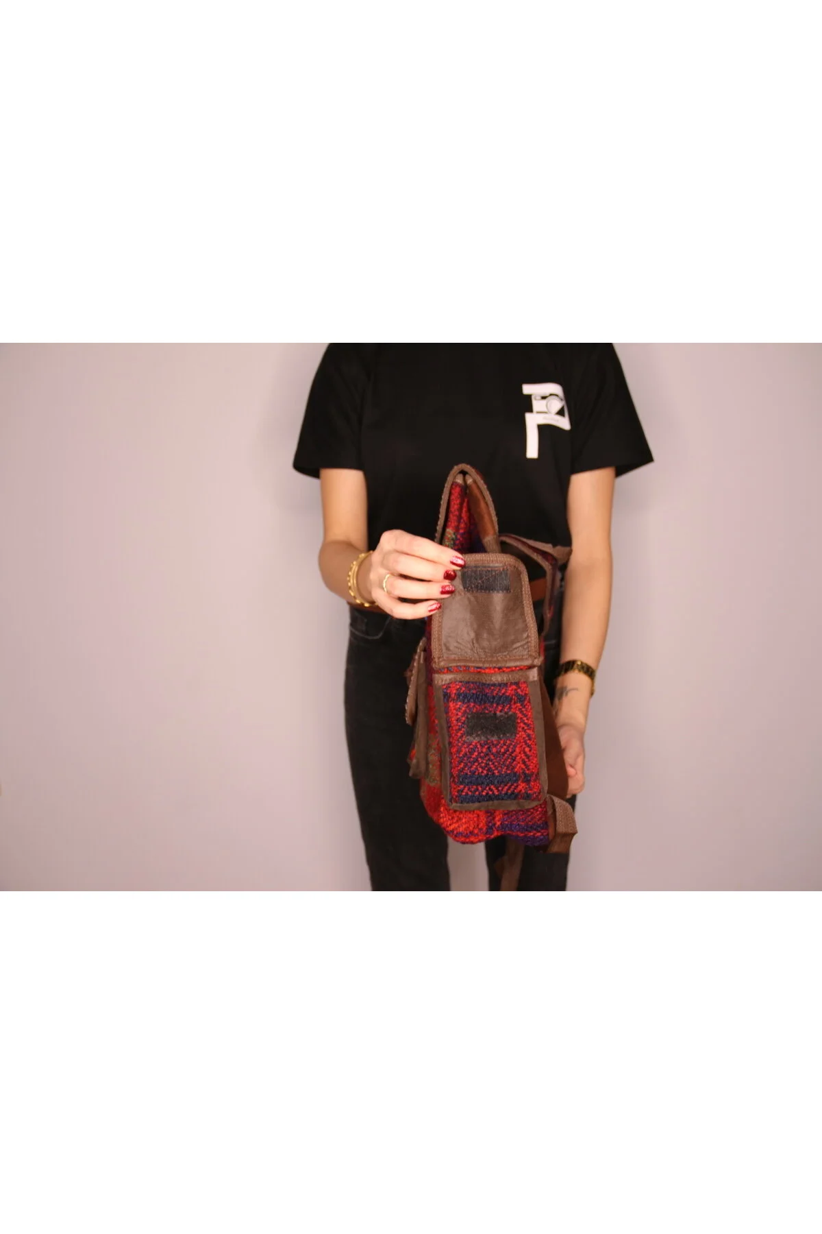 Pujiva Etnik 4cep Sırt Kalite Dokuma Kilim Çanta En 35-boy:40 Cm Karışık/Çok Renkli