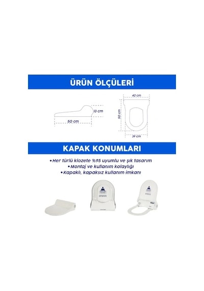 Tottolet Klozet Beyaz Kapak Sistemi Ledsörlü 12 V Beyaz