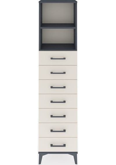 Arges Dolap 2 Raflı 7 Çekmeceli 44x30x182 Antrasit-aytaşı Antrasit