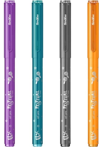 Scrikss Festival Jel Tükenmez Kalem 0.7 Mm Vivid Renkler 4'lü Blister-2 Çok Renkli