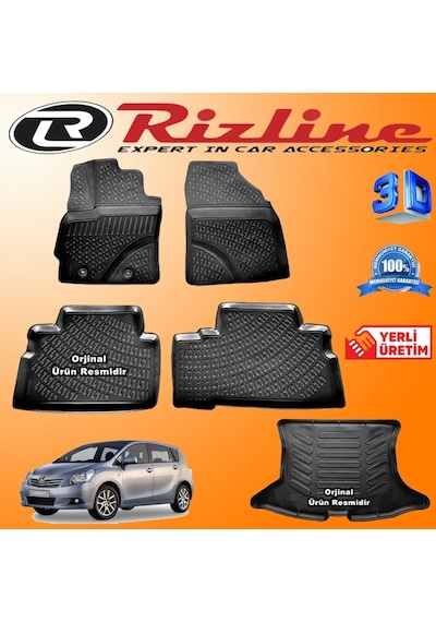 Toyota Uyumlu Verso 3D Paspas+3D Bagaj Havuzu 2009-2018 Arası Rizline N11.7378