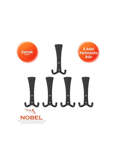 Emet Portmanto Askısı, Metal Vestiyer Askısı, Matsiyah, Duvar Ve Dolap Askılığı 5'li Set Vidalı Matsi Yah