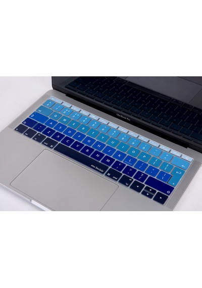 Laptop Apple Uyumlu MacBook Pro Klavye Koruyucu Ombre Uk-eu İngilizce 13inç A1708 - 12inç A1534 İle Lacivert Mavi