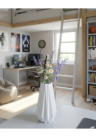 Elana Design Tria Vazo - Modern Tasarımlı Şık Çiçek Vazosu Beyaz