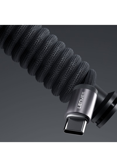 Lenyes LC527 Spiral Magnetik Type-C To Type-C 60W Hızlı Şarj Özellikli Data Ve Şarj Kablosu 1 M Gri