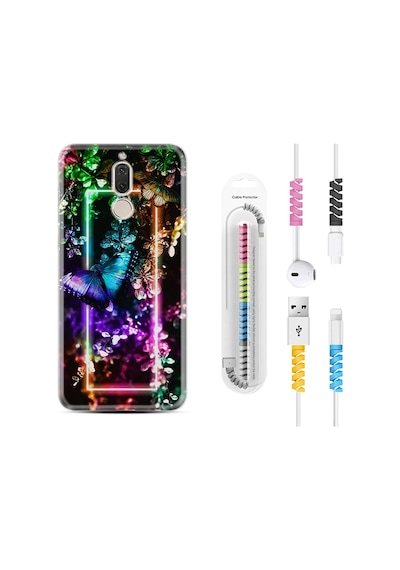 Huawei Mate 10 Lite Kılıf Kablo Koruyuculu Butterfly Neon 1684